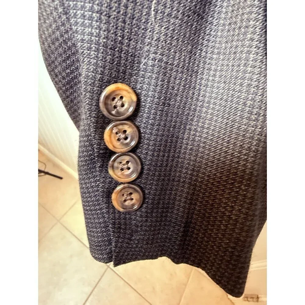 Oscar De La Renta Double Breasted Men’s Brown Black Houndstooth Blazer Size 43R